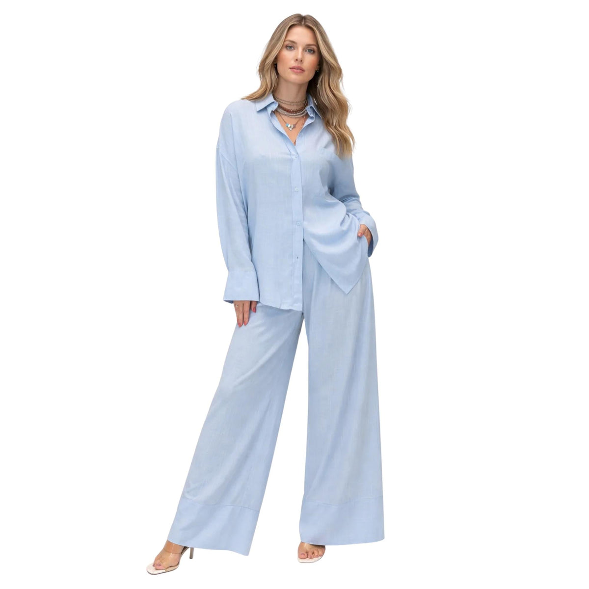 LINEN MIX EASE CO-ORD SET زوج (SHIRT & PANTS قميص وبنطلون) “ALTHEA"