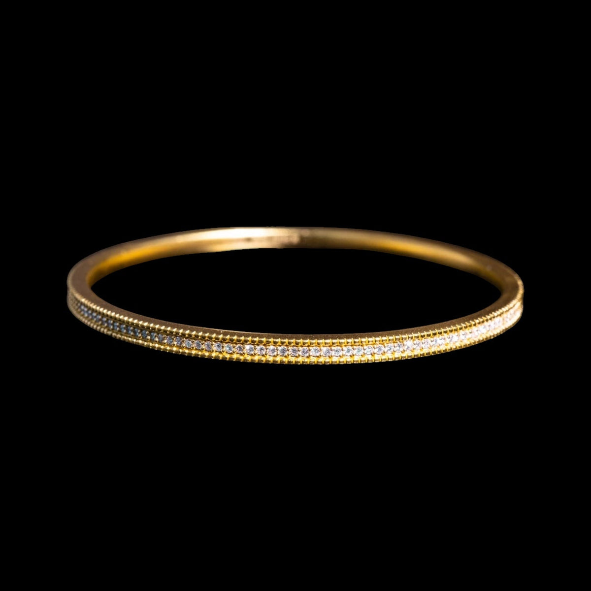 24K Gold Bangle with Full Pave 0.814ct White Diamonds