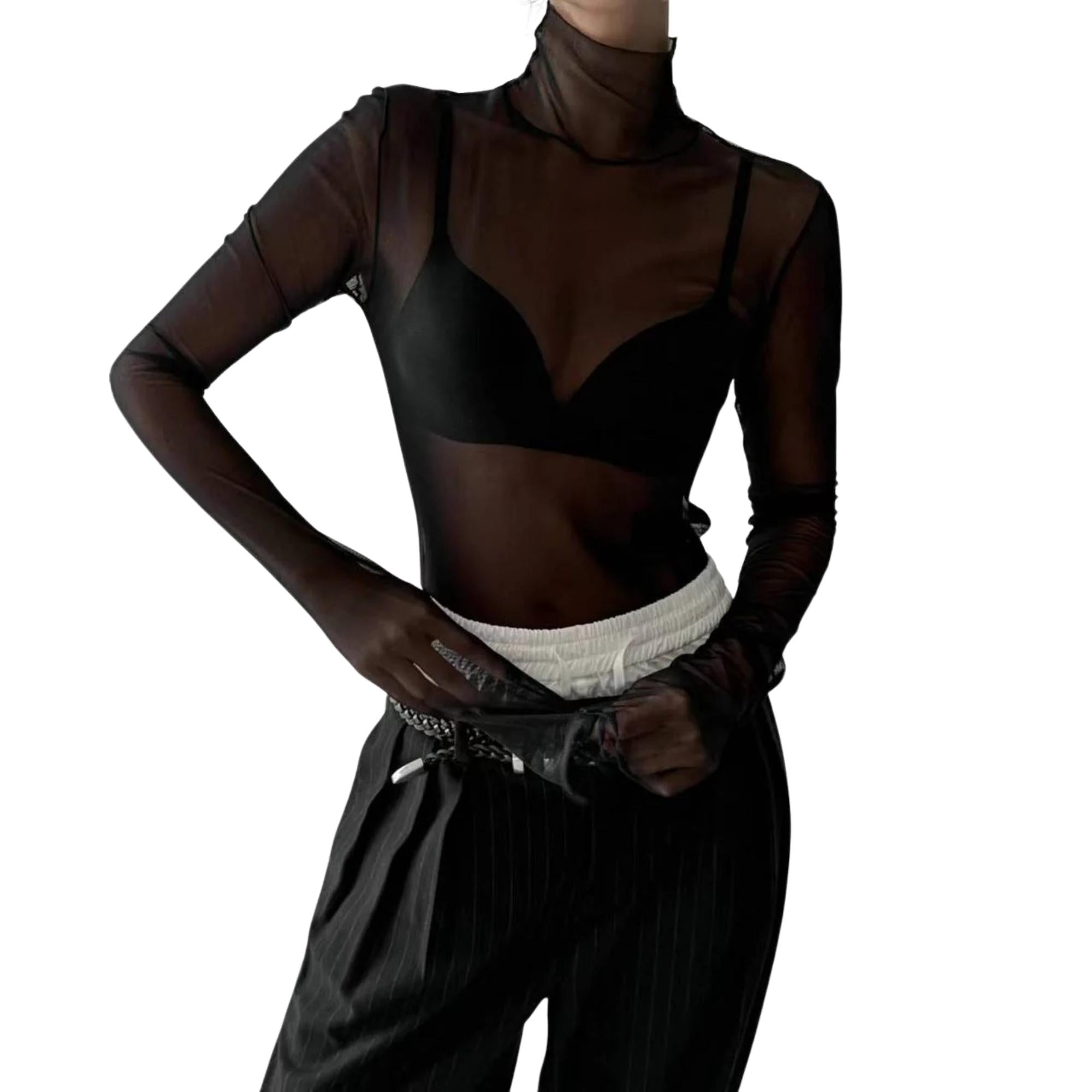 LONG SLEEVES MESH TOP