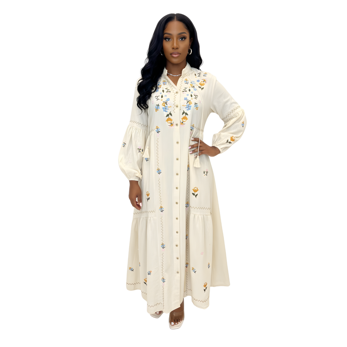 LOOSE FIT MAXI EMBROIDERED DRESS (فستان) "TUMI"