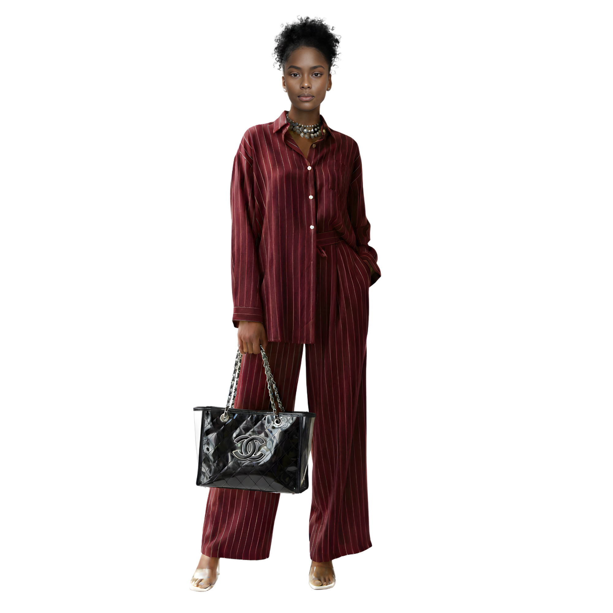LOOSE FIT STRIPED 2PC SET زوج (SHIRT & PANTS قميص وبنطلون) “JANE LEE"