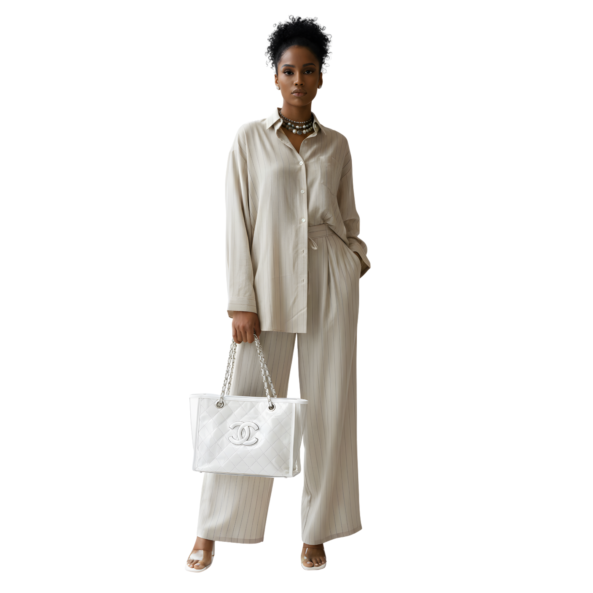 LOOSE FIT STRIPED 2PC SET زوج (SHIRT & PANTS قميص وبنطلون) “JANE LEE"