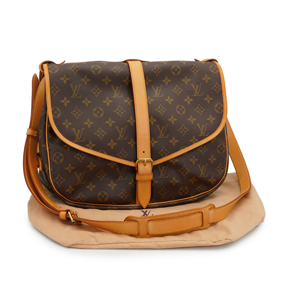 LOUIS VUITTON MONOGRAM SAMUR 35 SHOULDER BAG BROWN M42254 90330704