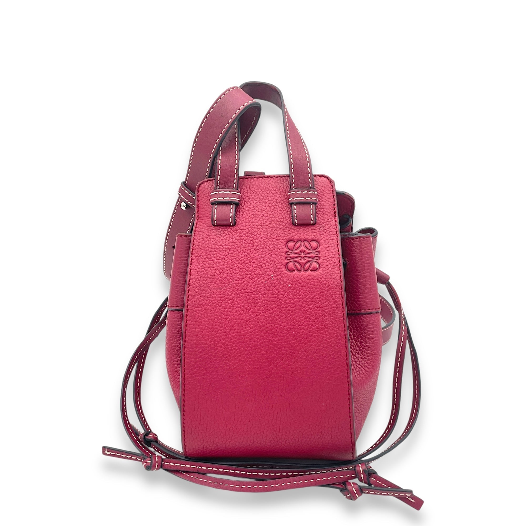 Loewe Hammock Mini Red Top Handle Bag in Calfskin, Silver hardware S2410-001752AN