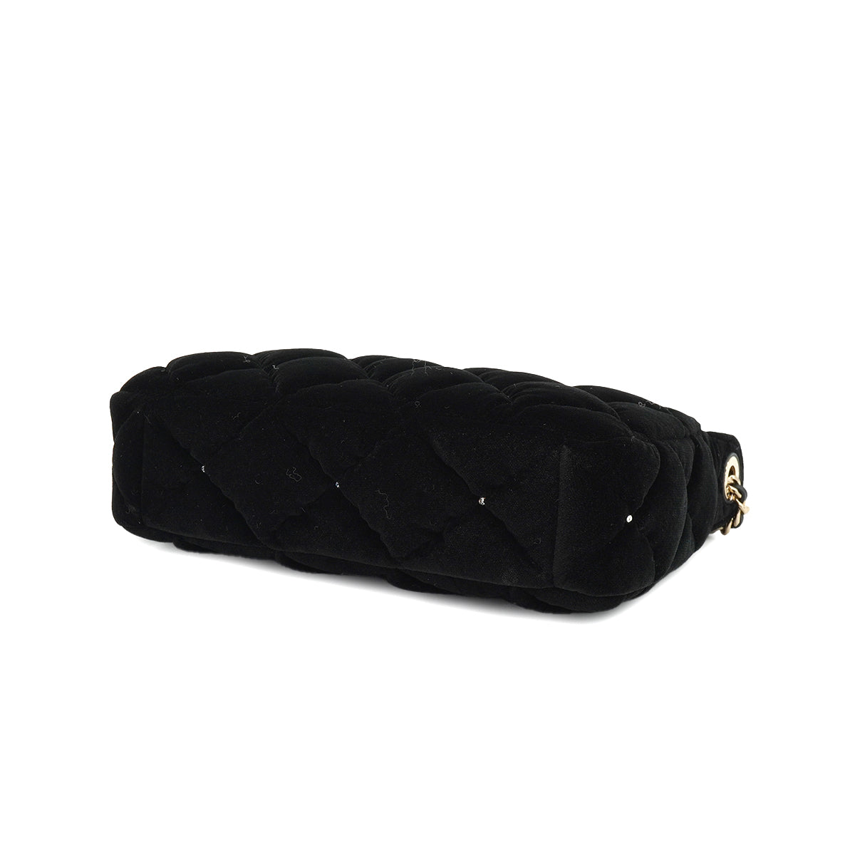 CHANEL MATELASSE RHINESTONE CHAIN SHOULDER BAG BLACK VELOR 90332583
