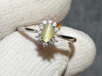 Chrysoberyl cat’s eye ring with white zircon Silver 925 DXBCS3720