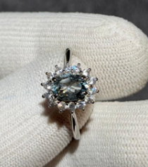 Aquamarine ring with white zircon Silver 925 DXBCS3735