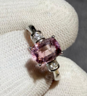 Pink copper tourmaline ring with white zircon Silver 925 DXBCS3737