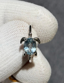 Aquamarine turtle design ring Silver 925 DXBCS3740