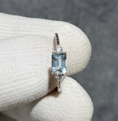 Aquamarine ring with white zircon Silver 925 DXBCS3742