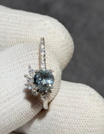 Aquamarine ring with white zircon Silver 925 DXBCS3744