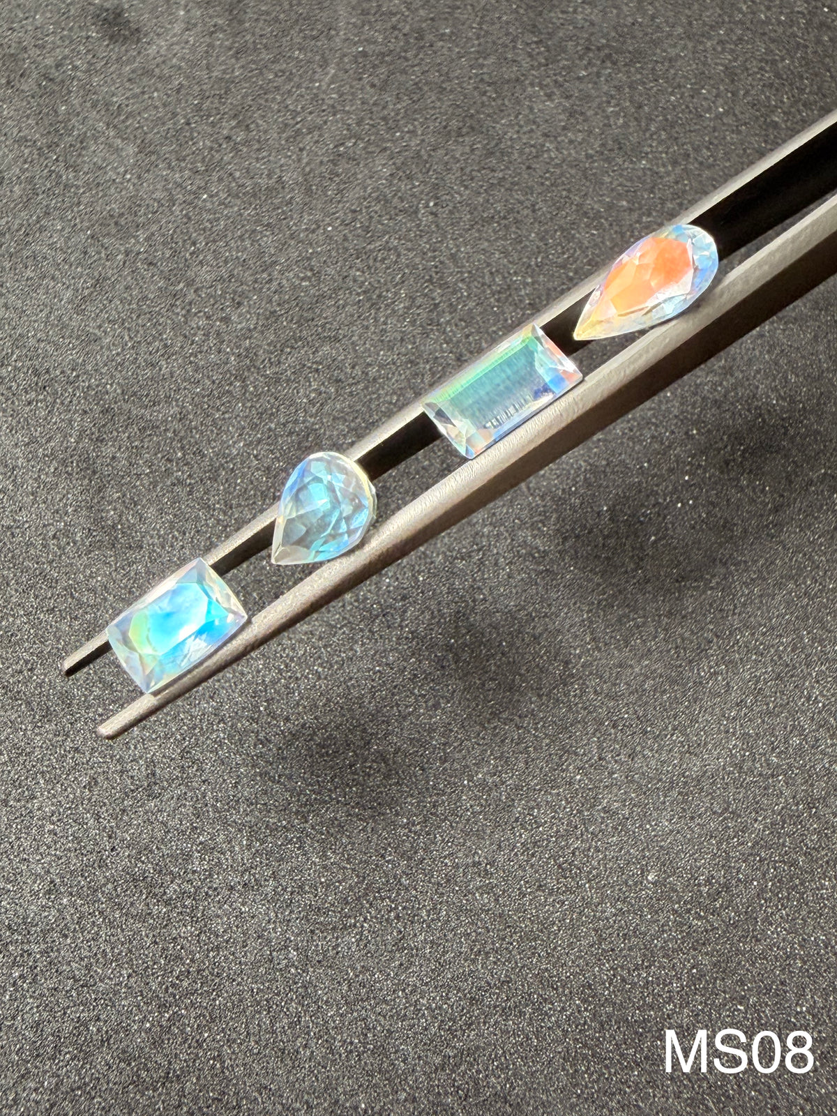 5.59ct Madagascar Rainbow Moonstone Cut Stone Set 1 (Set of 4) MS08
