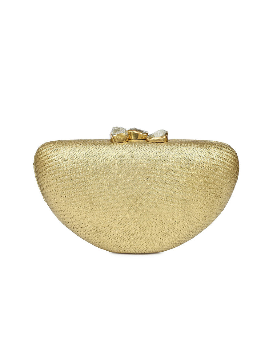 Margot Gold Clutch with Quartz Stone