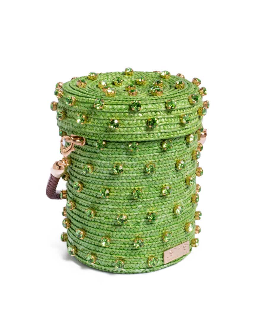Mini Cylinder Mono Cotton Bag - Peridot