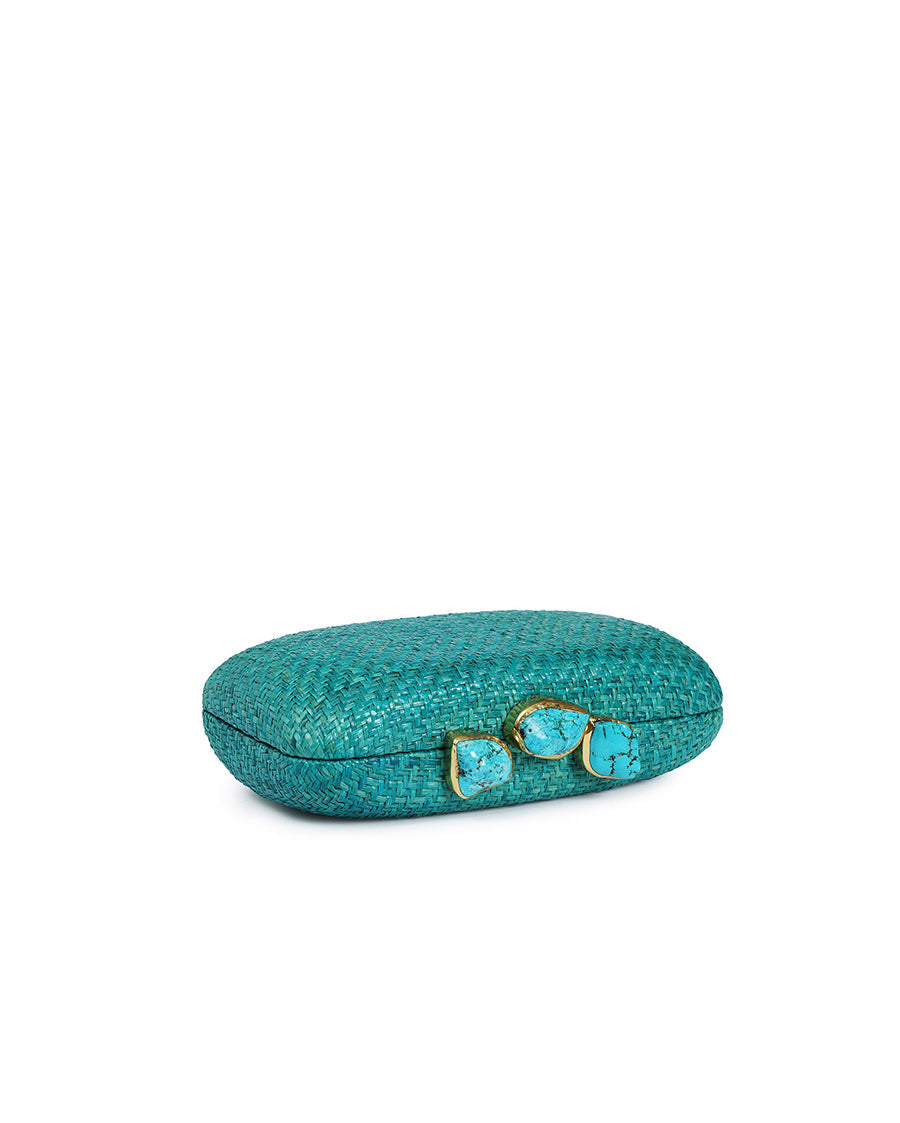 Mona Aqua Clutch with Aqua Stones