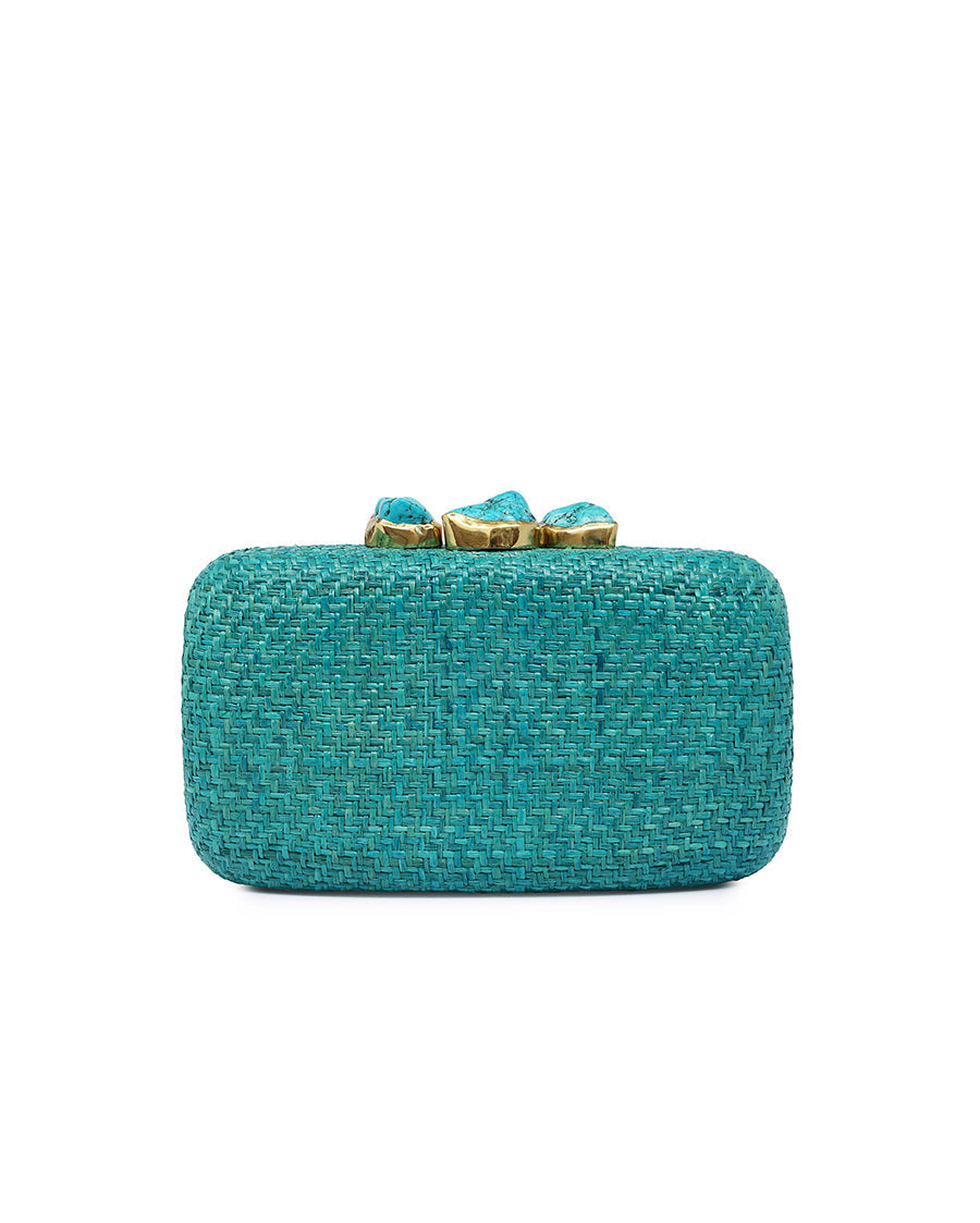 Mona Aqua Clutch with Aqua Stones