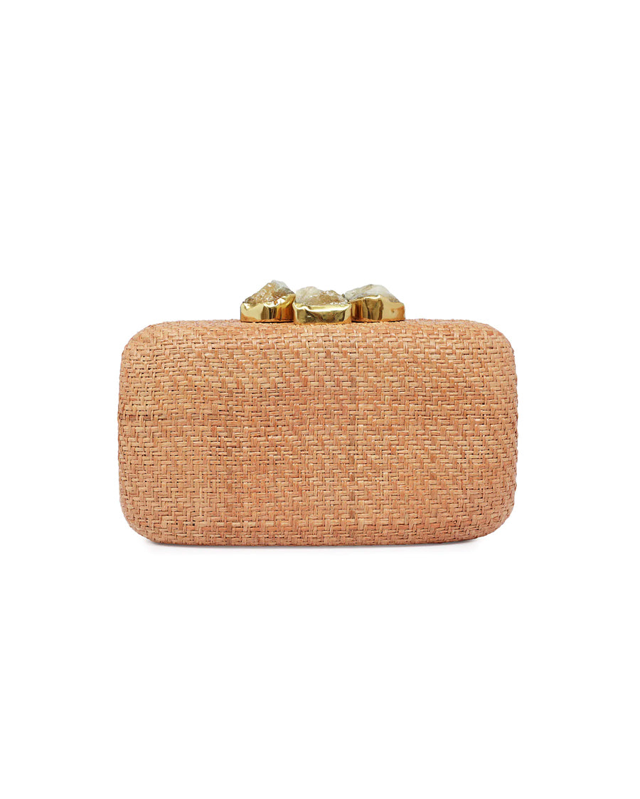 Mona Sand Clutch with Sand Stone