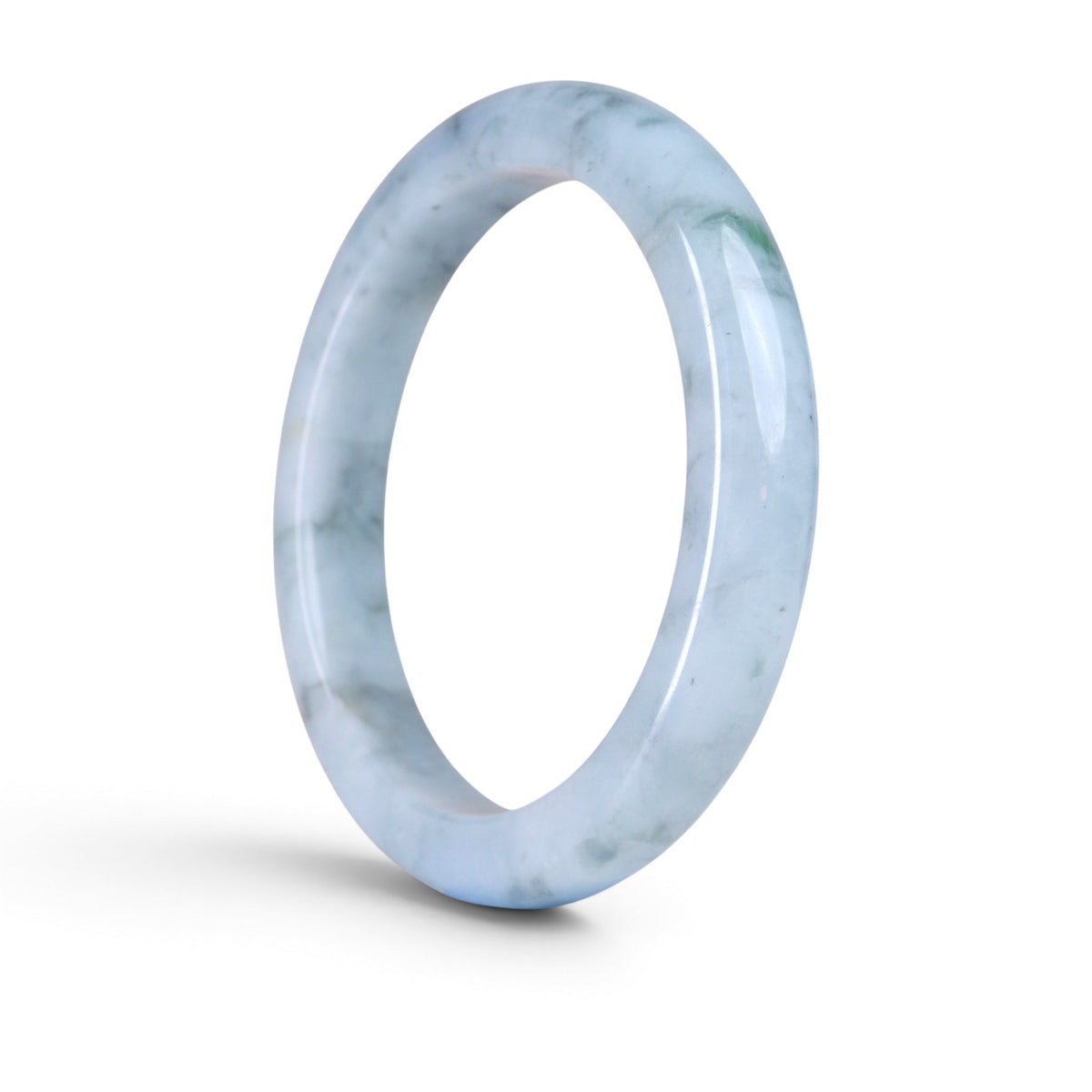 NJDN08 Type A Dark Floating Flower Burmese Jadeite Bangle