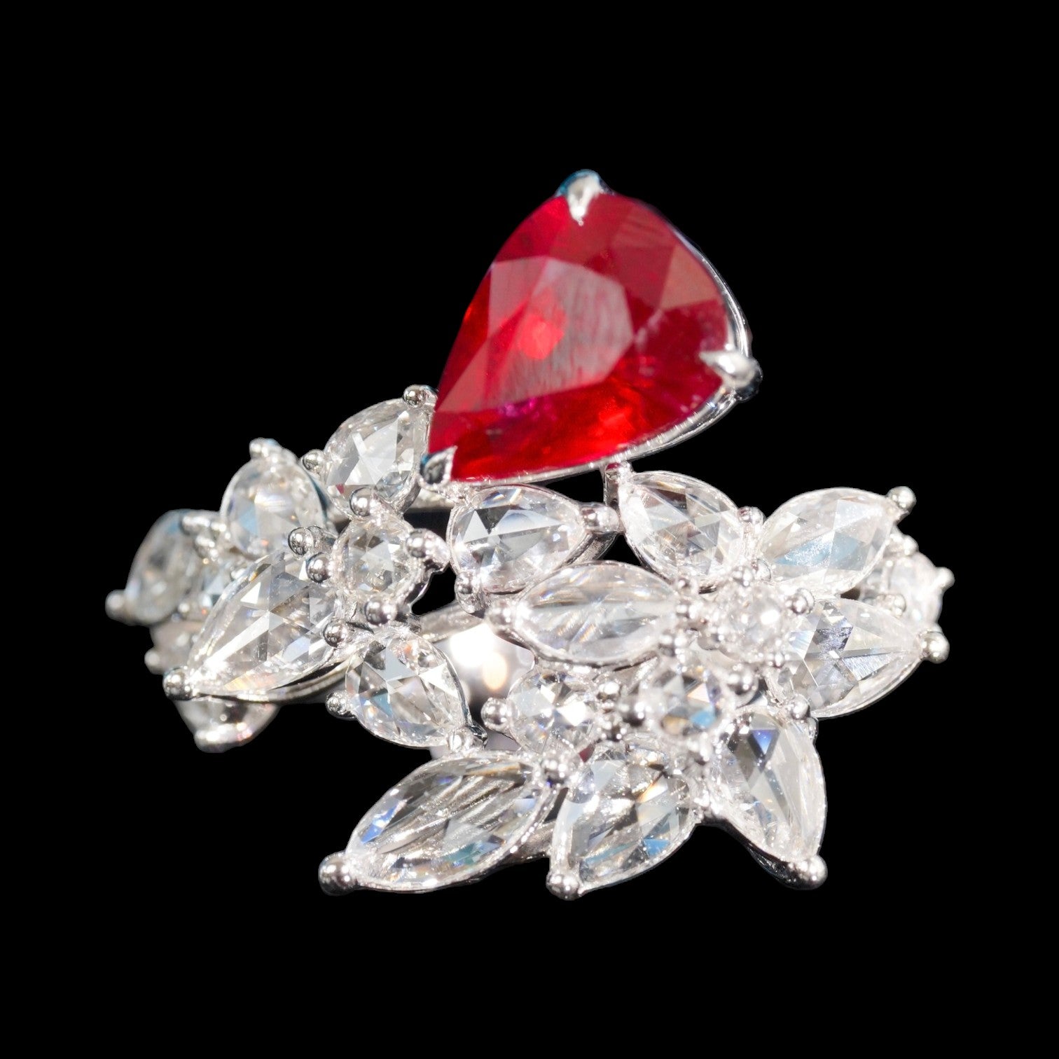 1.51ct Burma (Myanmar) Natural Pigeon Blood Ruby & 1.03ct Diamond Ring set in 18K White Gold