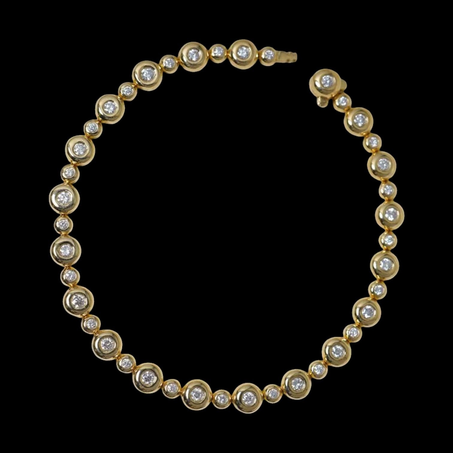 1.20ct Natural White Diamond Bezel Set Bracelet set in 18K Yellow Gold