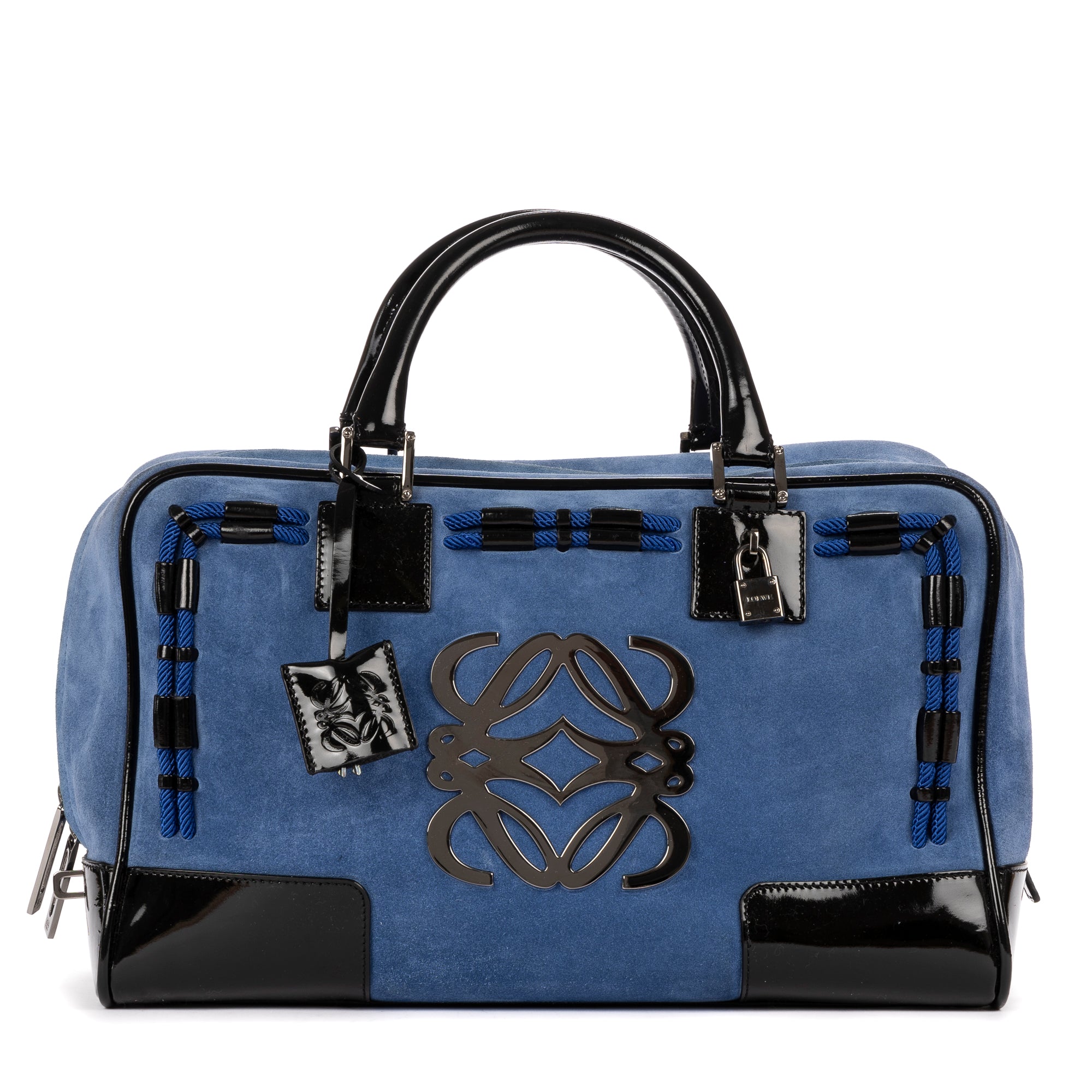 Loewe Ltd. Ed. Amazona Boston 36 Blue/Black Suede Leather/Patent Leather OAG7889