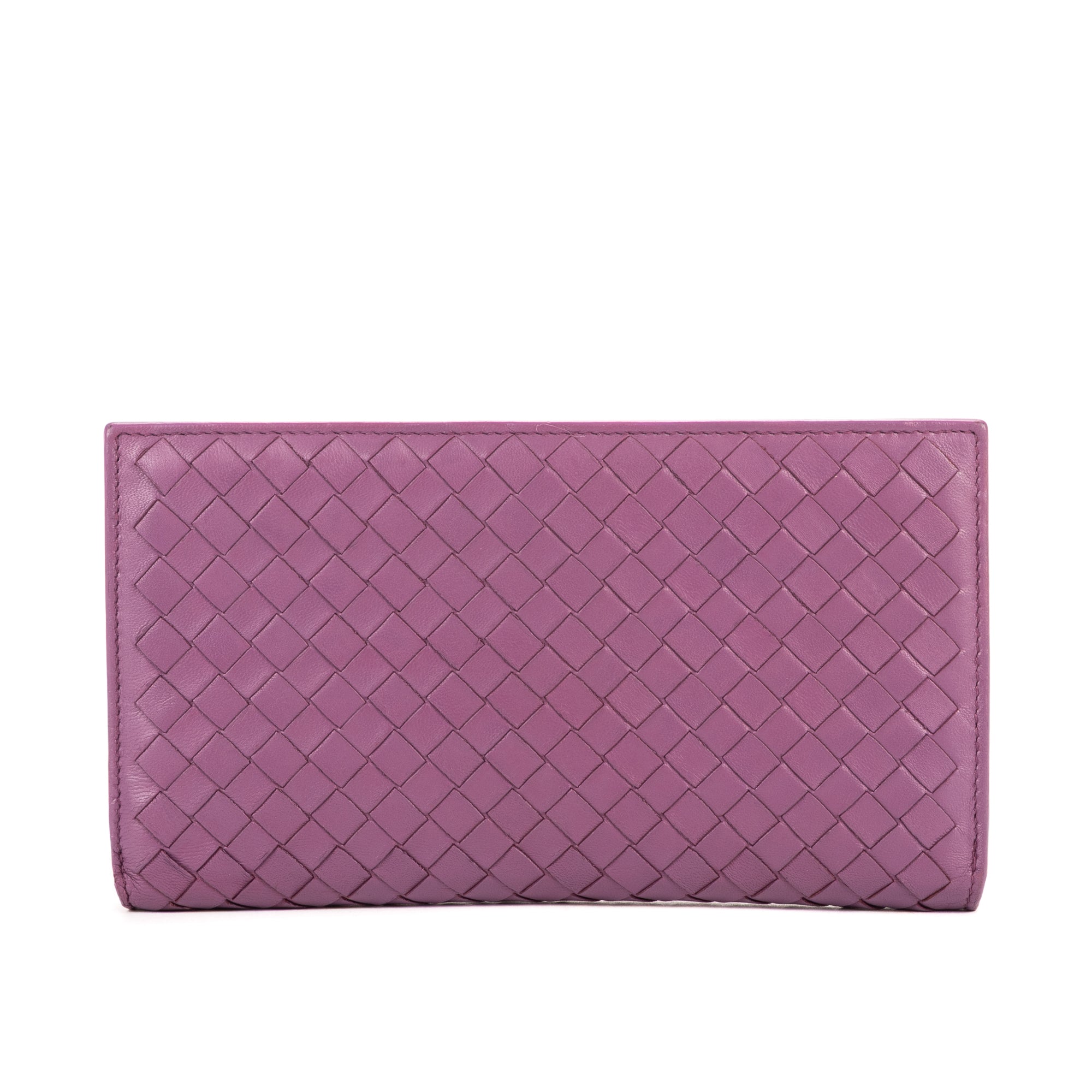 Bottega Veneta Purple Calf Leather Intrecciato Wallet OAG8564