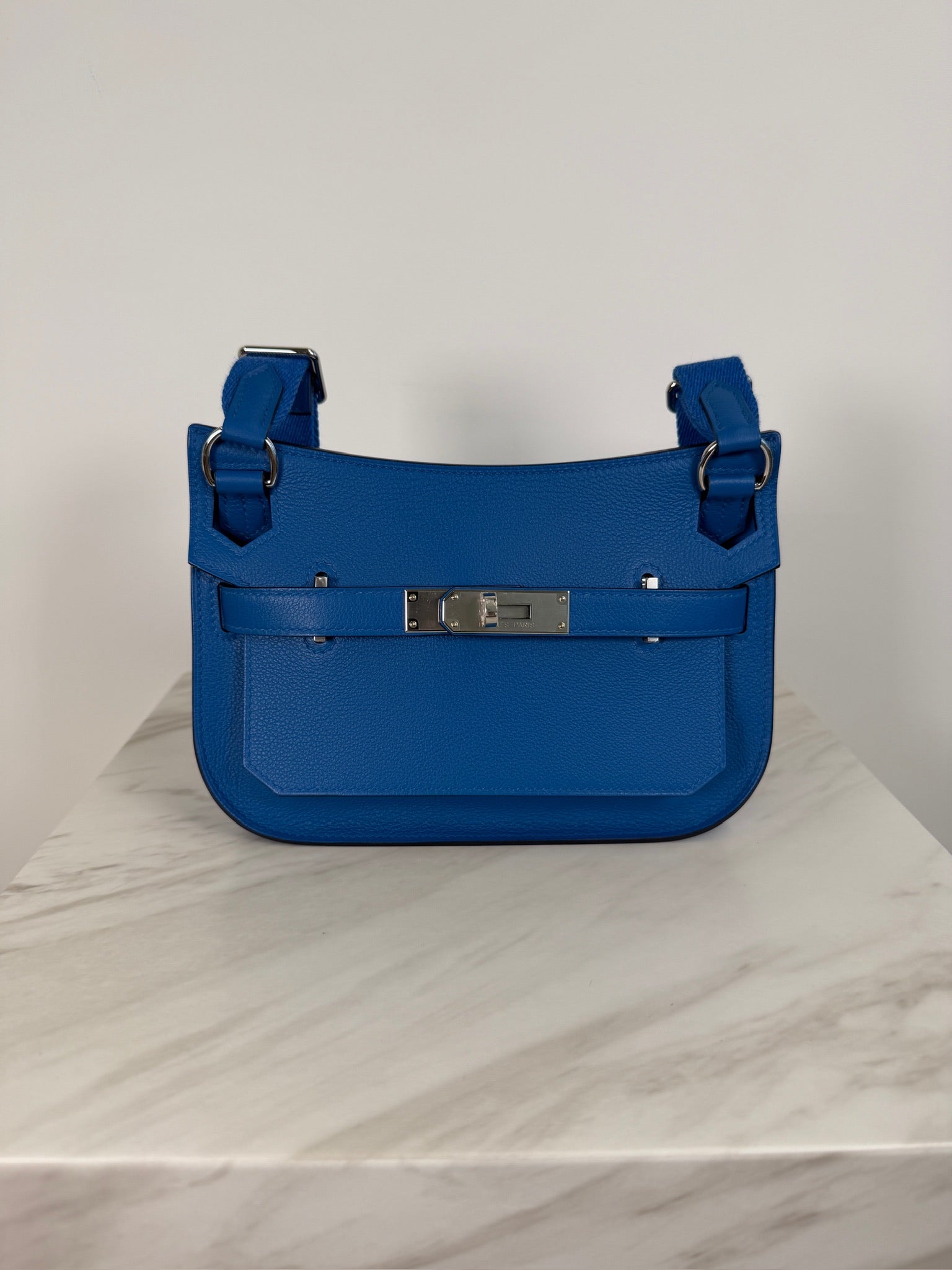 Hermès Mini Jypsiere Evercolor Blue Zellige Palladium Hardware
