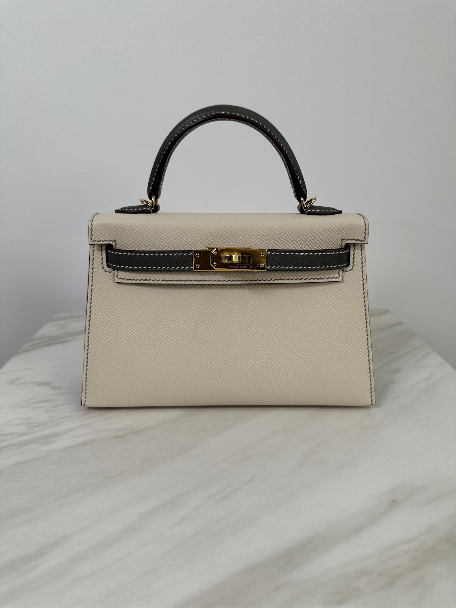 Hermès Mini Kelly HSS Craie/Gris Meyer Epsom Gold Hardware