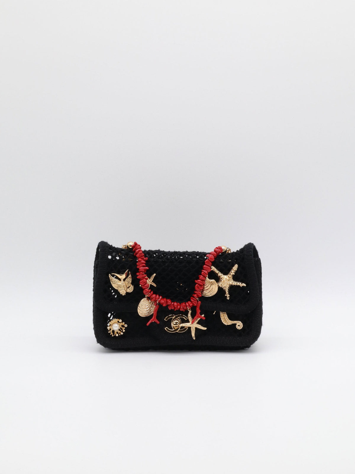 Chanel Coco Beach 2026 Mini Flapbag Black Mesh & Gold Tone Metal
