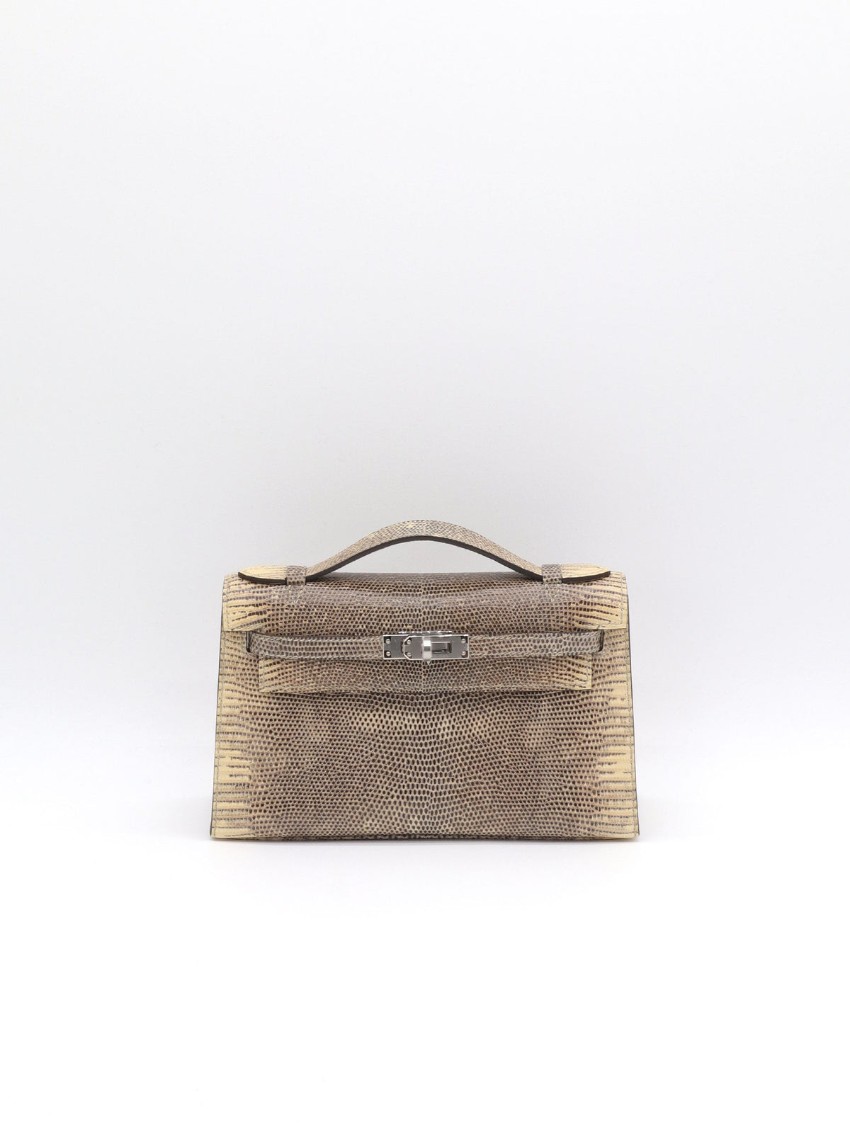 Hermès Kelly Pochette Ombre Lizard Ombre Palladium Hardware