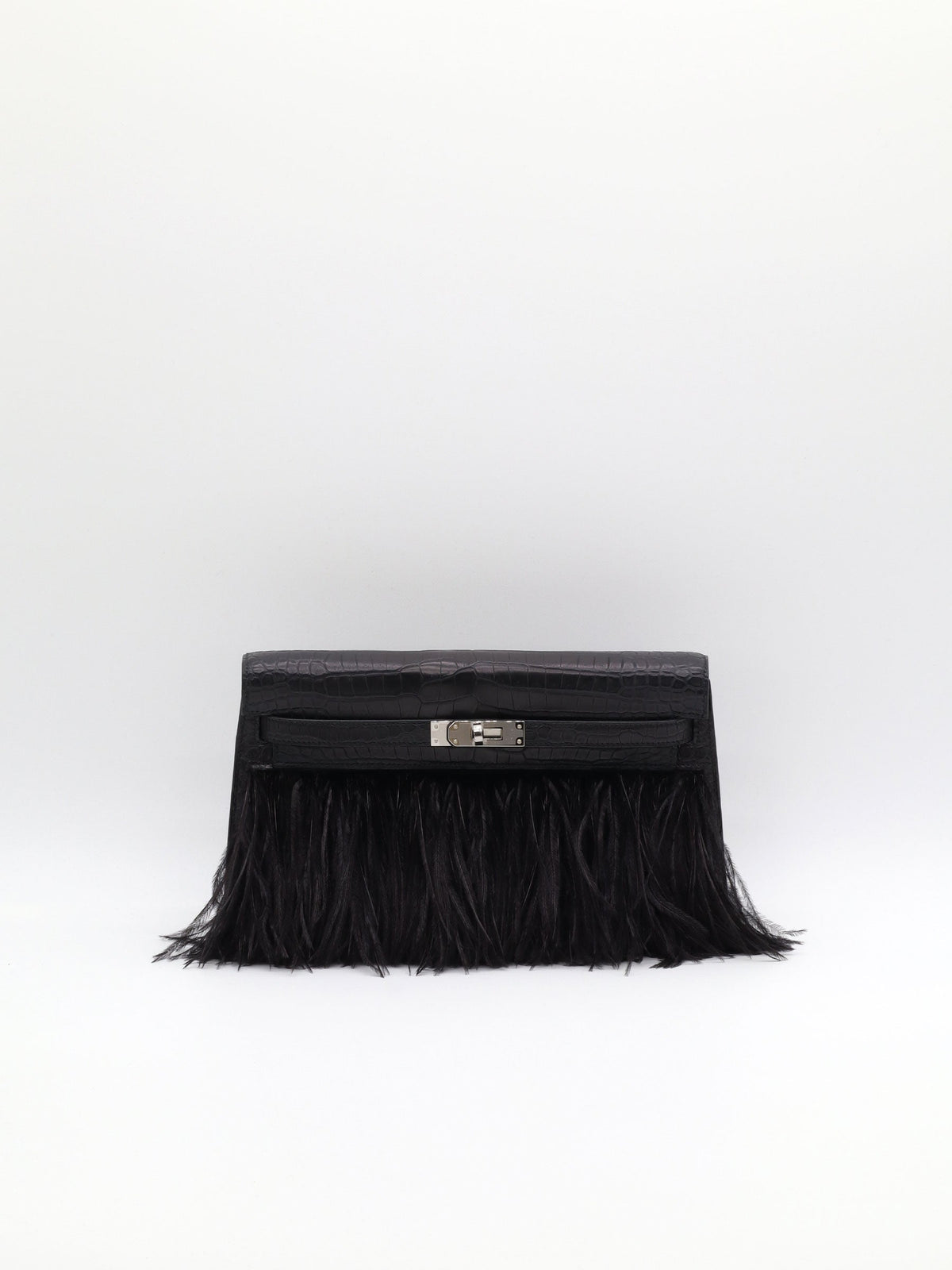 Kelly Élan Fôile Black Matte Porosus Palladium Hardware