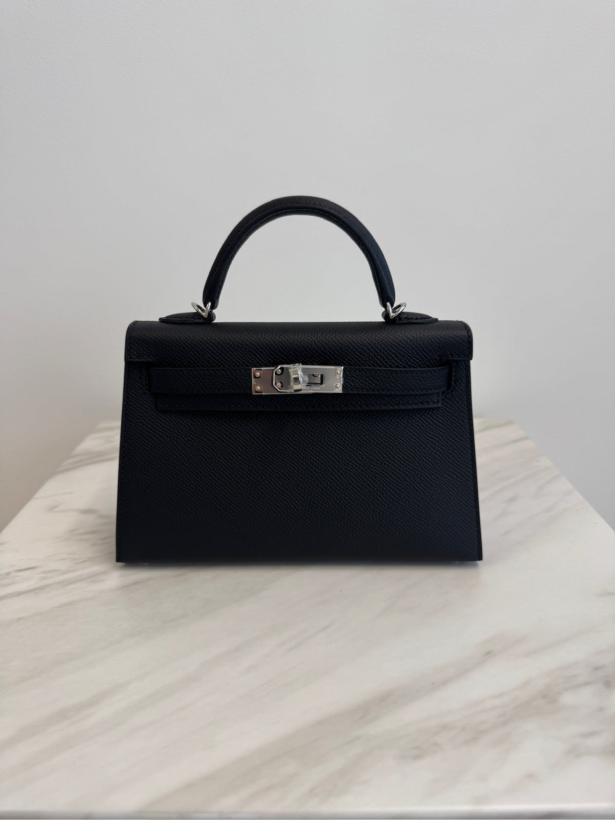 Hermès Mini Kelly Black/ Gold Epsom Palladium Hardware