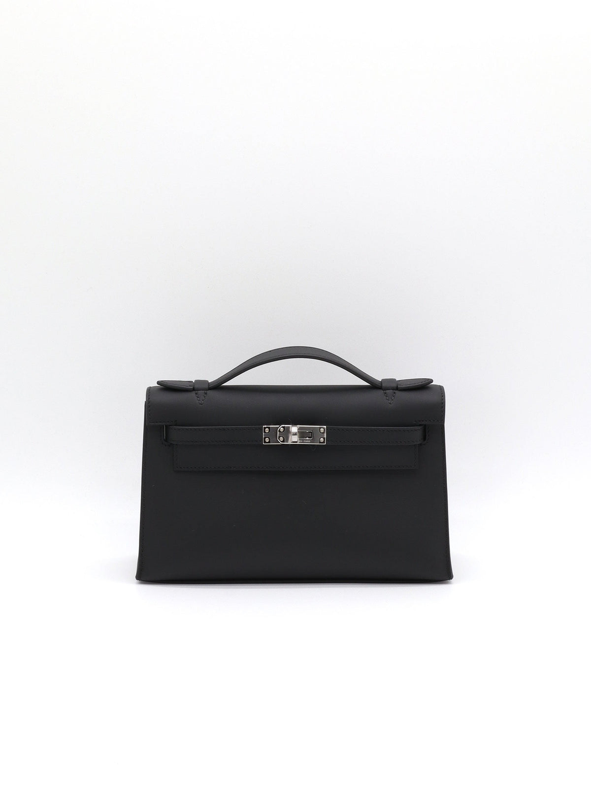 Hermès Kelly Pochette Black Swift Palladium Hardware