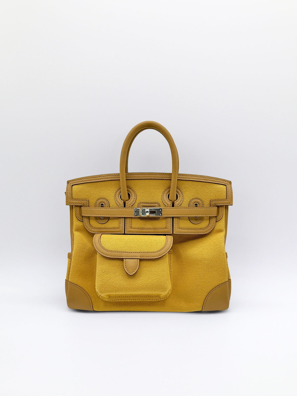 Hermès Birkin 25 Cargo Paille/Biscuit Swift/Toile with Palladium Hardware