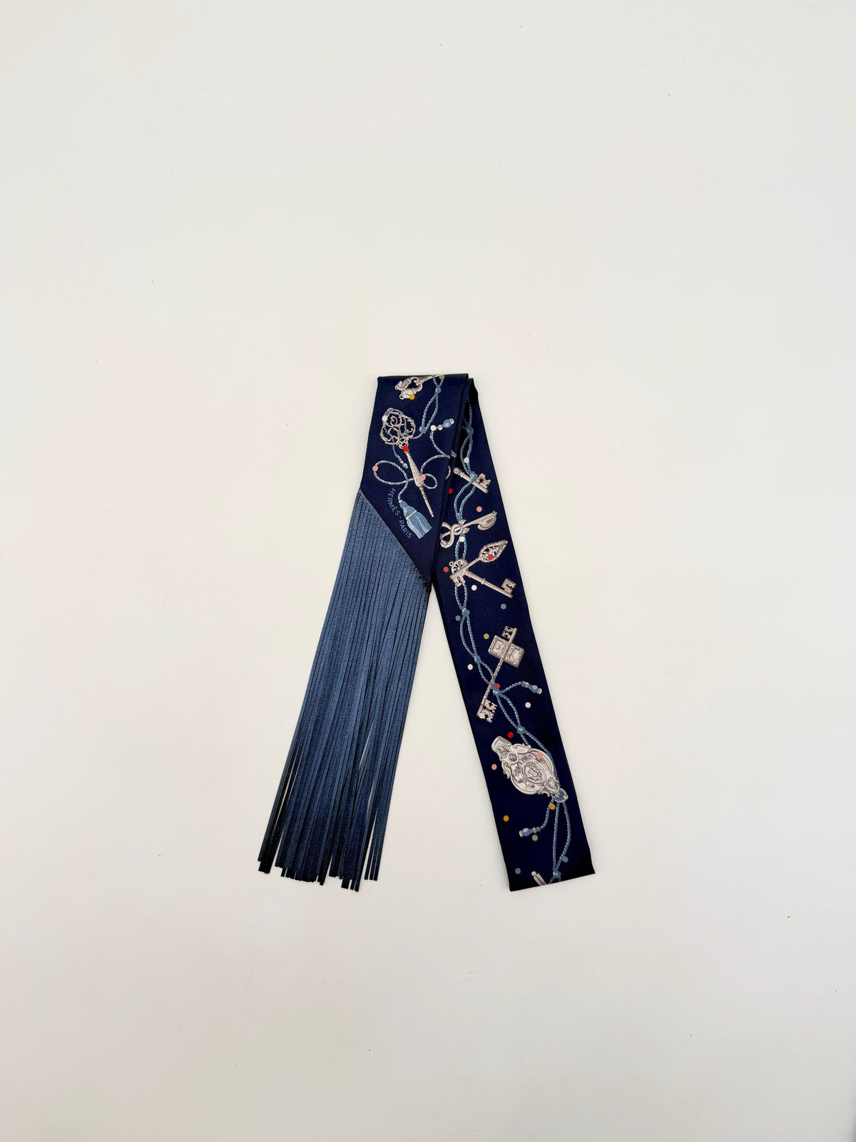 Hermès Les Cles a Pois Twilly Bleu marine/Gris Argent/Multicolour Leather
