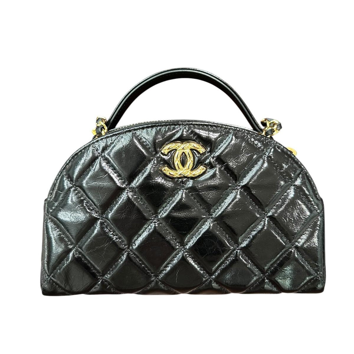 Chanel Shiny Lambskin Black Half Circle