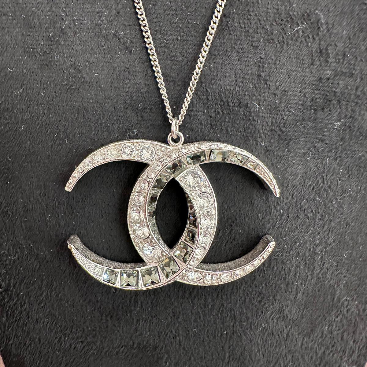 Chanel Big CC Necklace with Diamente in Greytone HW