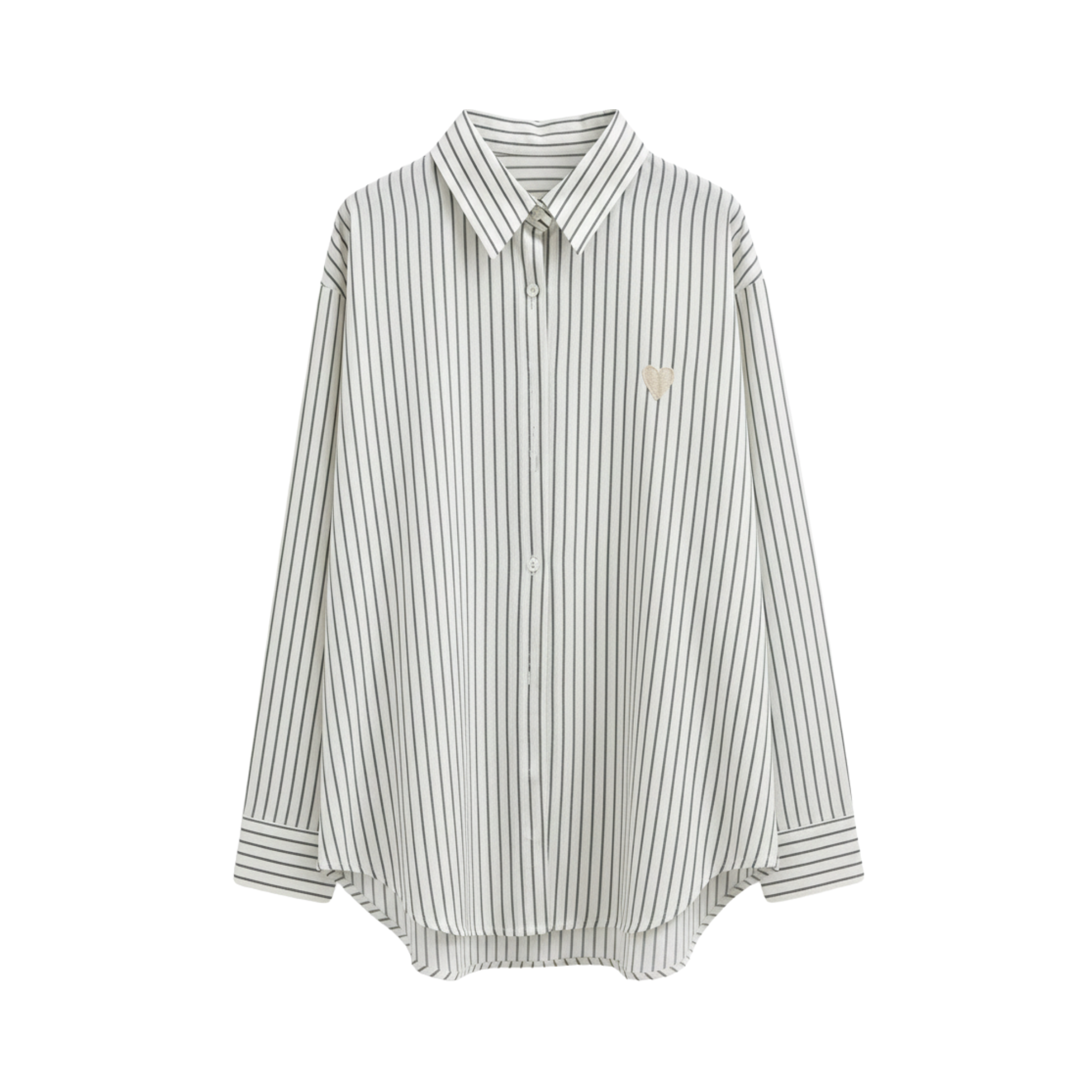 PINSTRIPE HEART EMBROIDERED SHIRT (فستان)"SAIMA"