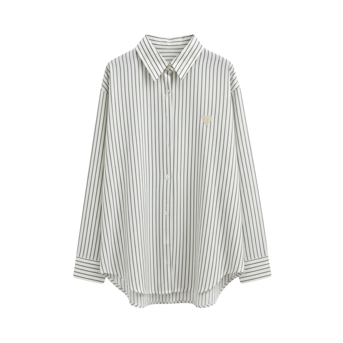 PINSTRIPE HEART EMBROIDERED SHIRT (فستان)"SAIMA"