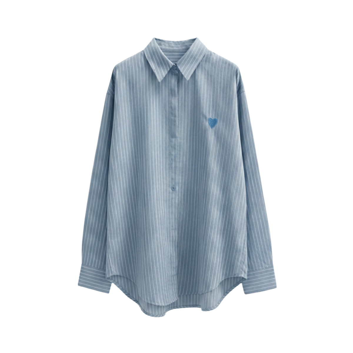 PINSTRIPE HEART EMBROIDERED SHIRT (فستان)"SAIMA"