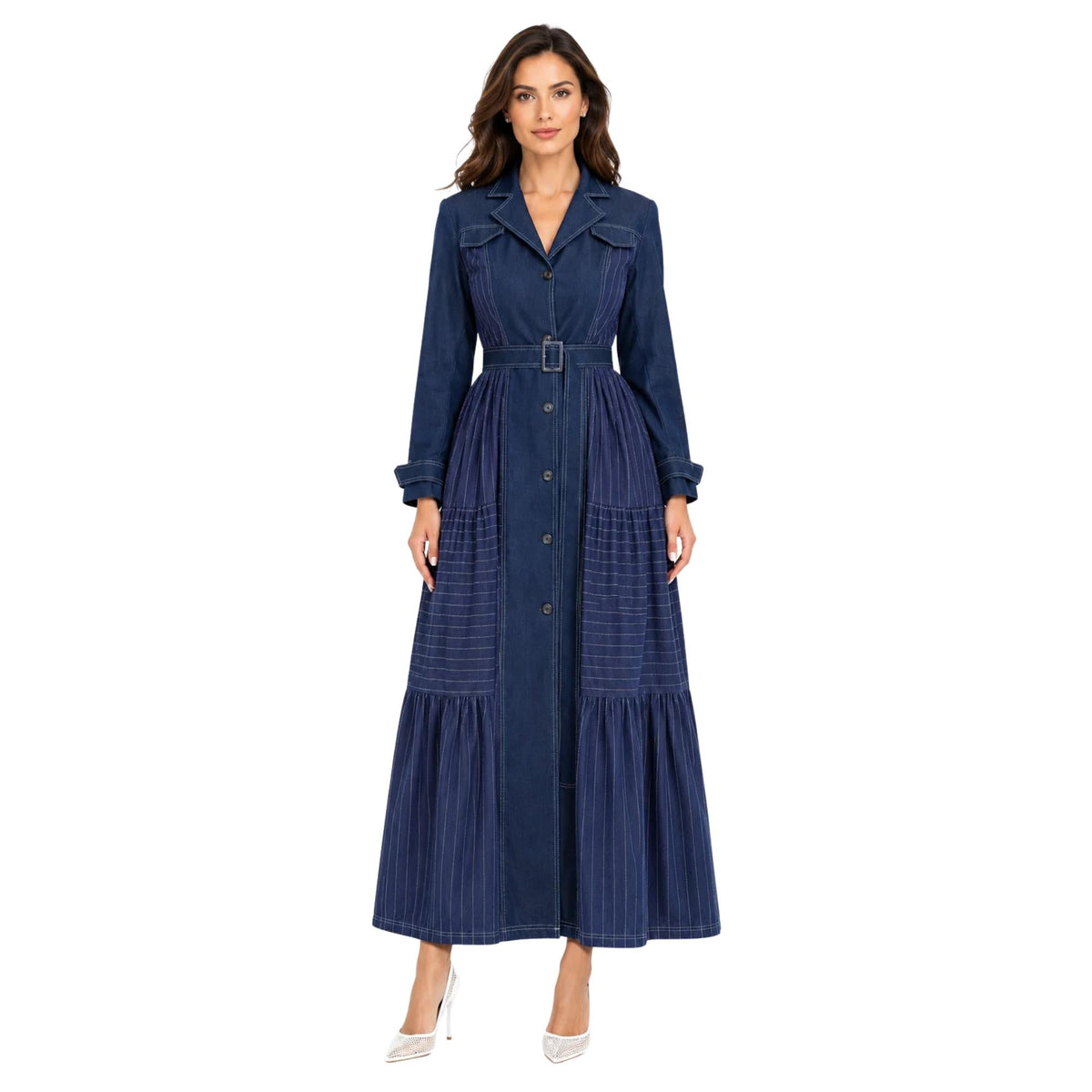 PINSTRIPE TRENCH DRESS (فستان) “SEOUL”