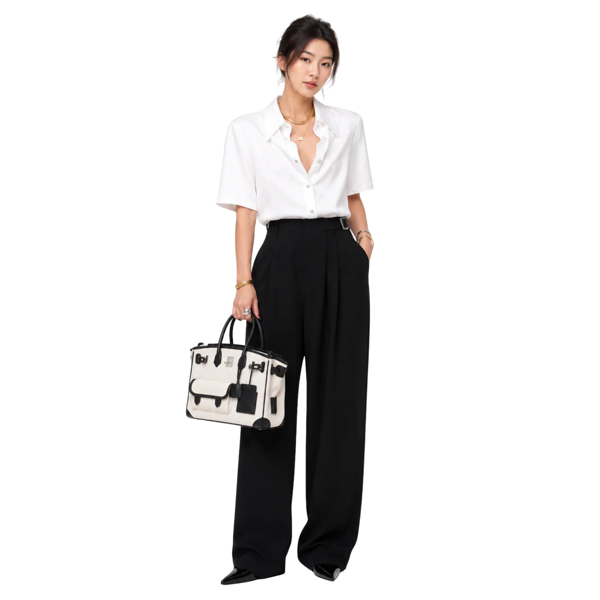 PLEATED WIDE-LEG TAILORED TROUSERS (بنطلون) “BUKCHON”