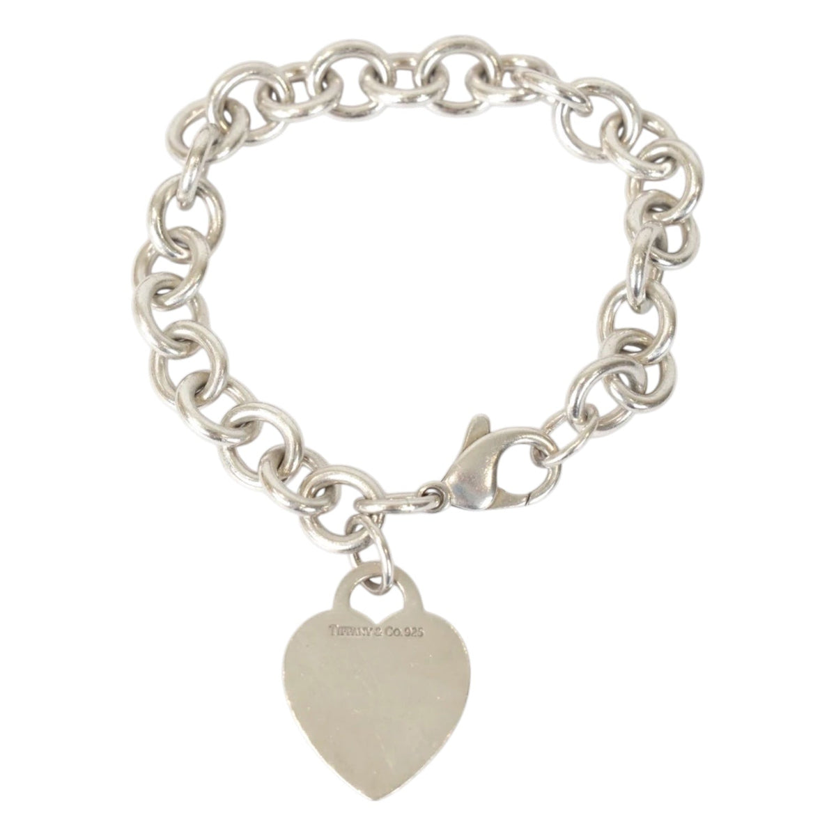 Tiffany & Co Sterling Silver Heart Charm Link Bracelet
