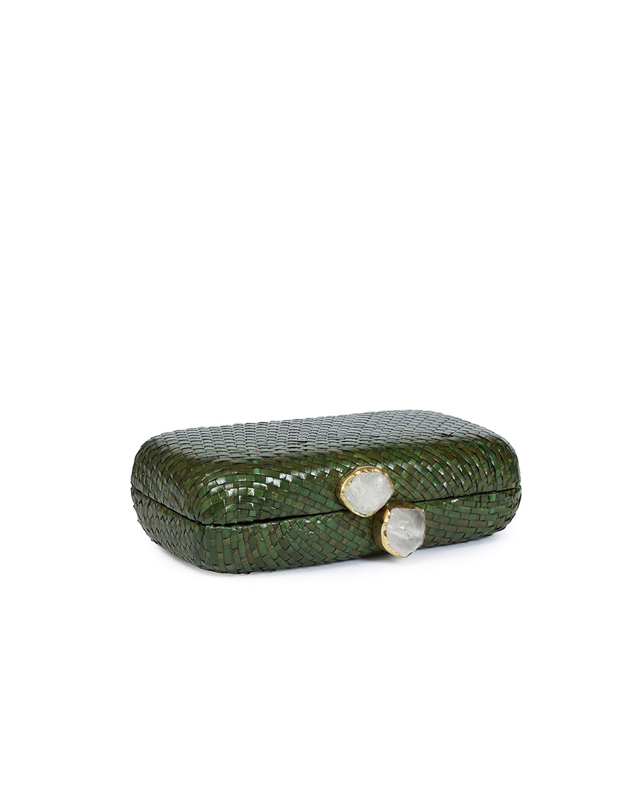 Palma Olive Clutch with Quartz Stone