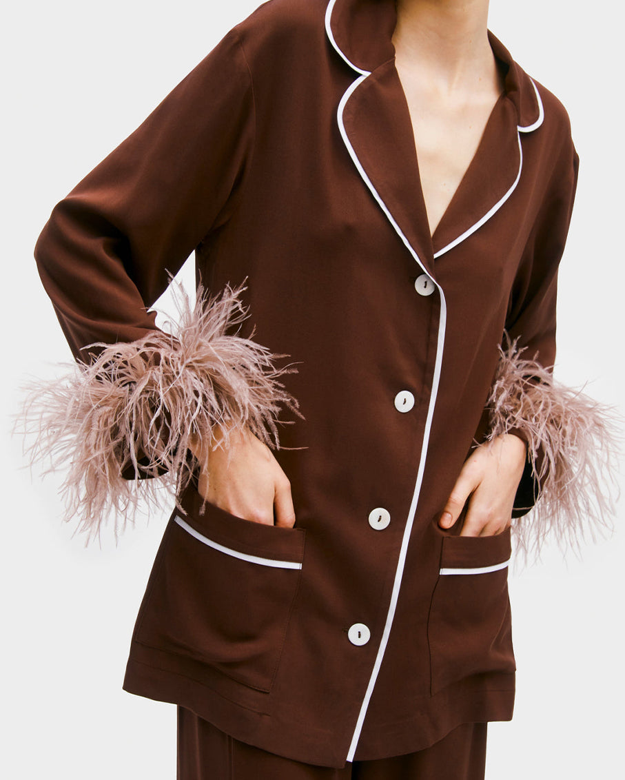 Party Gal Set with Detachable Feathers in Teddy Brown