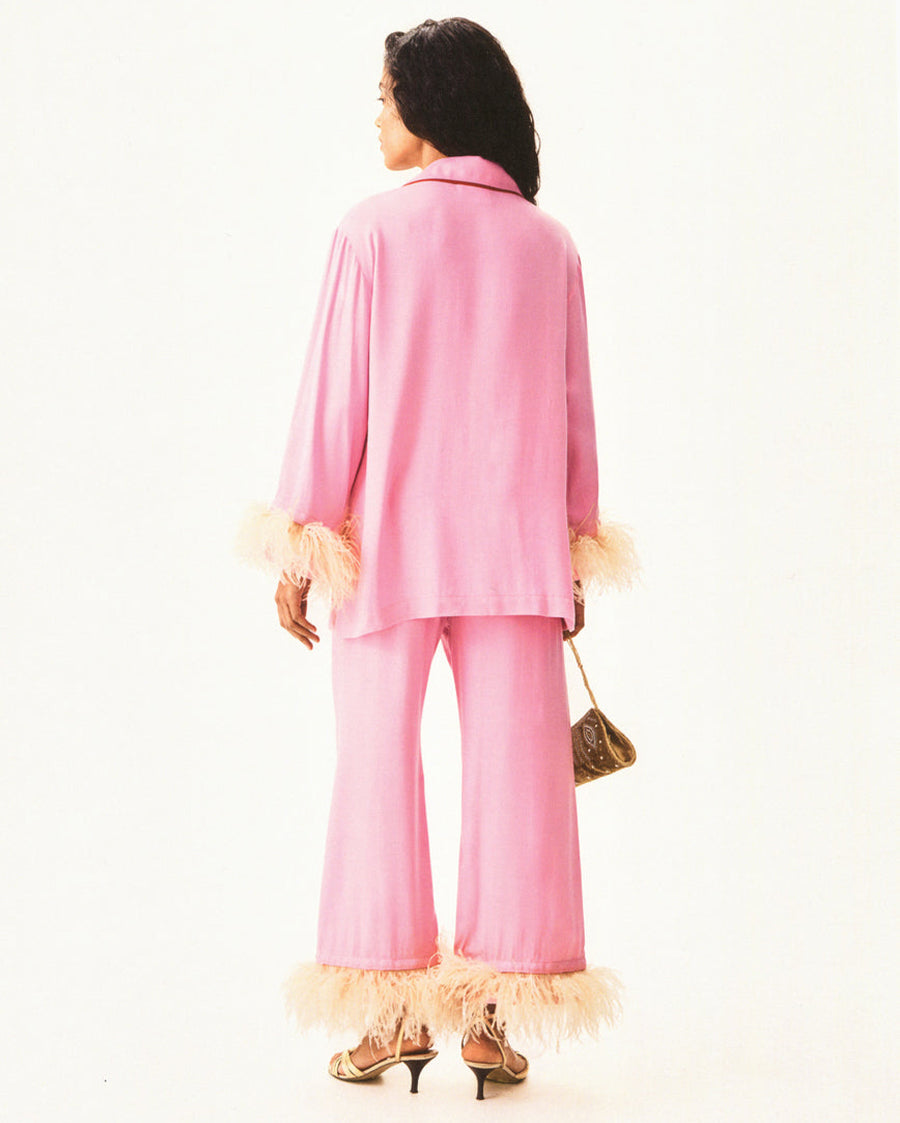 Party Pajama Set with Detachable Feathers in Pink