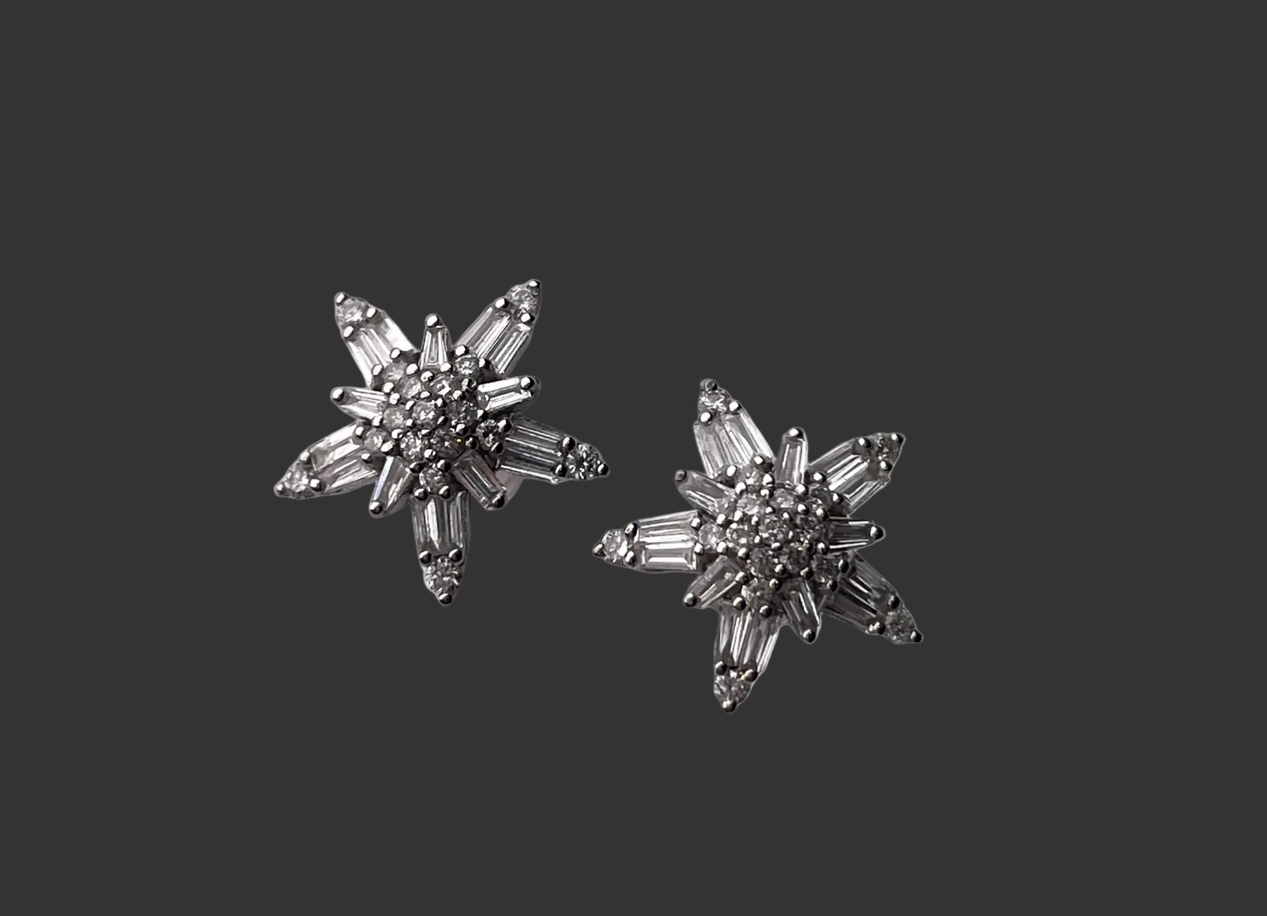 0.70ct Natural White Diamond Star Earrings