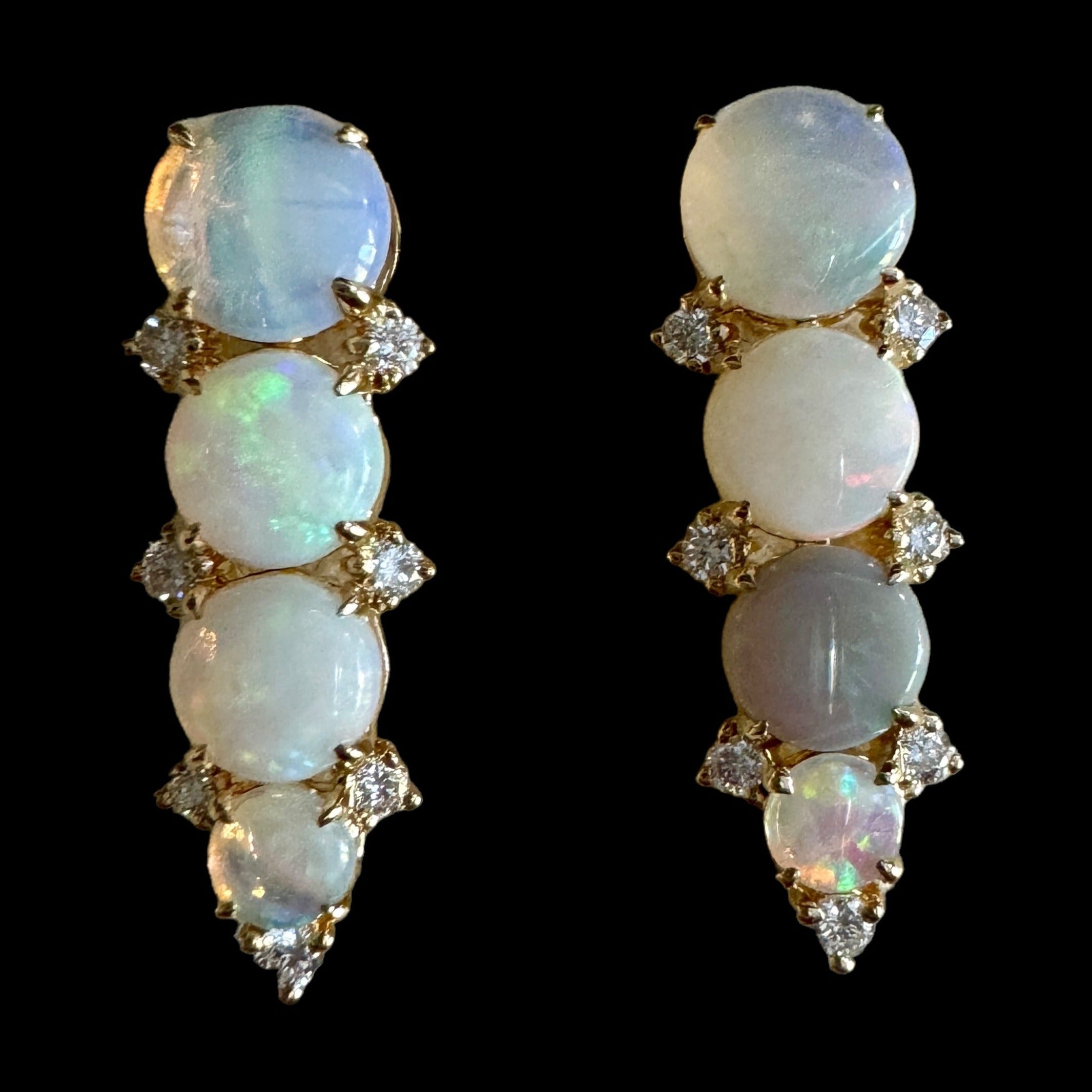 2.80ct Opal & Natural Diamond Stud Earrings set in 18K Yellow Gold