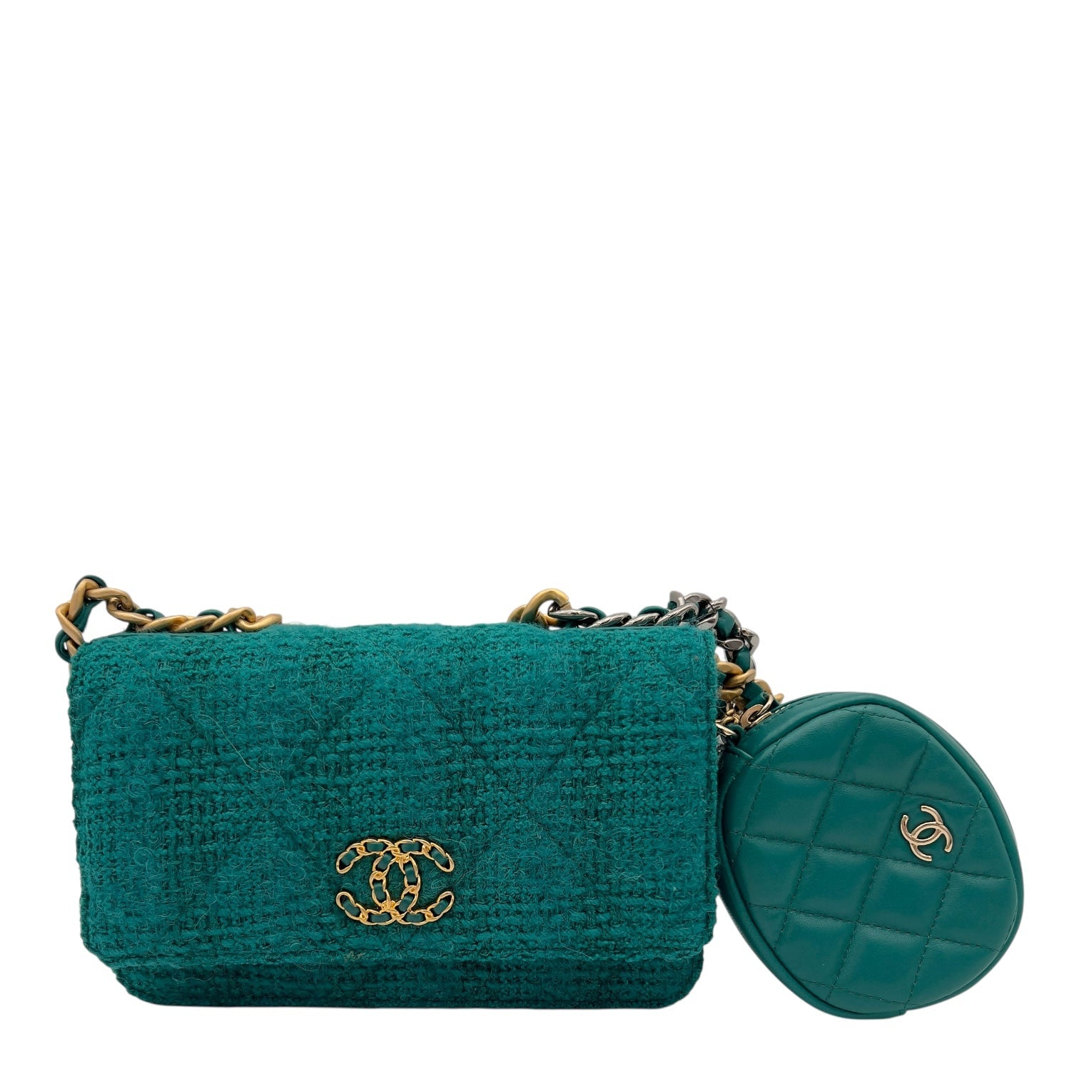 Chanel C19 Pouch Wallet On Chain in Tweed, Mixed hardware SYC6255LL