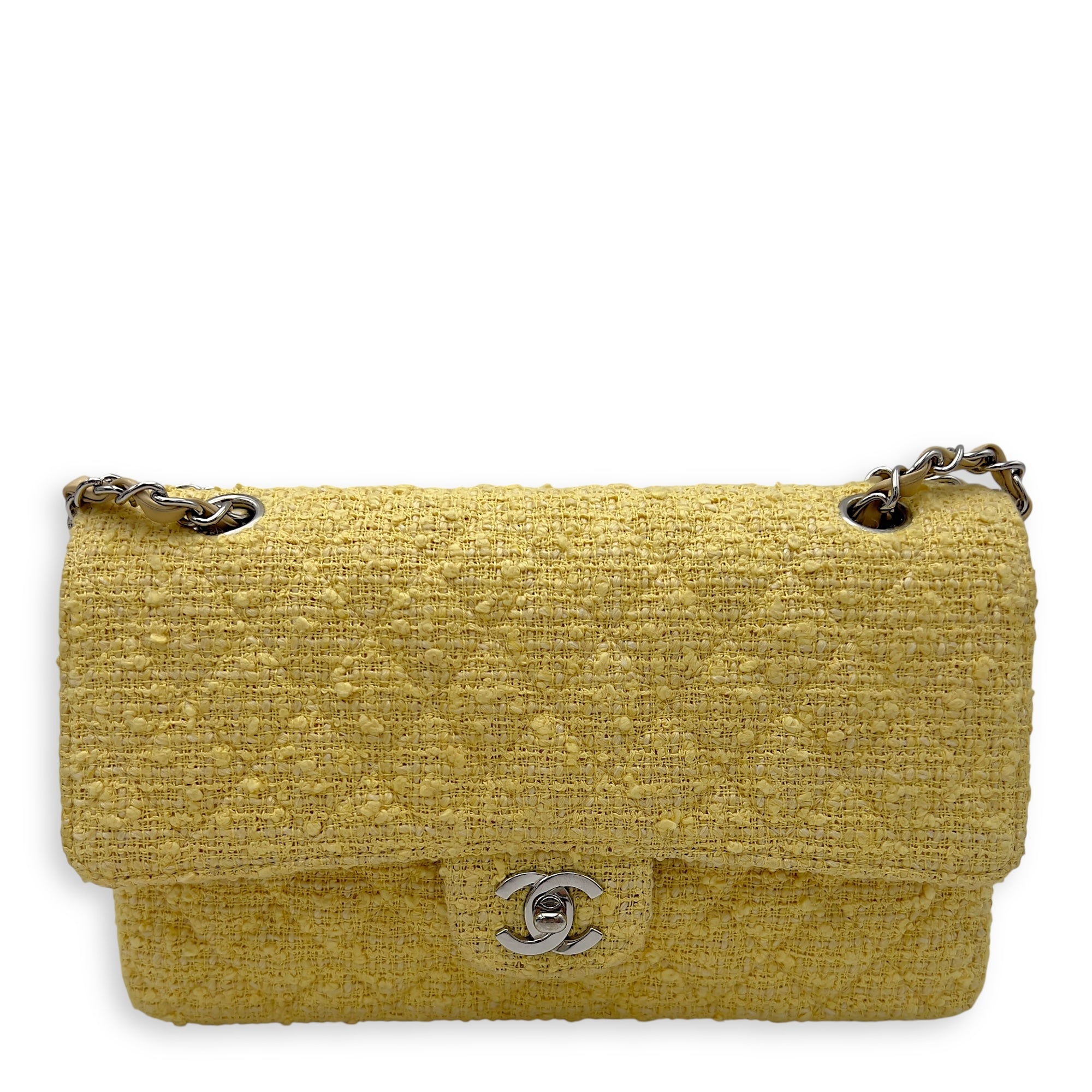 Chanel Classic Shoulder Bag Yellow in Tweed, Silver hardware C2506-006849CH